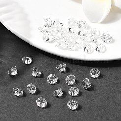 K9ガラス  模造オーストリアクリスタルビーズ  グレードAAA  多面カット  ダイヤモンド  透明  6x4mm  穴：0.7~0.9mm&nbsp;SWAR-F075-6mm-01