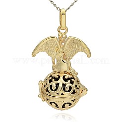 Pendentifs à cage ronde creuse en laiton doré&nbsp;KK-J242-04G
