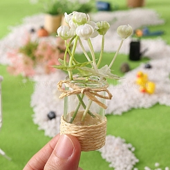 プラスチック製の花とガラスの花瓶のミニチュア装飾品  マイクロランドスケープホームドールハウスアクセサリー  小道具の装飾のふりをする  ライム  26x75mm&nbsp;PW-WGC57FA-01