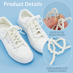 2 пара 2 стилей бантовых украшений из искусственного жемчуга для шнурков для обуви&nbsp;DIY-FG0006-57