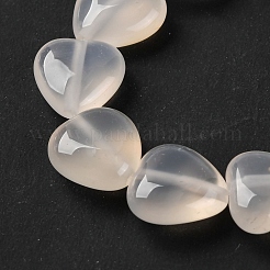 天然ホワイトアゲート瑪瑙ビーズ連売り  ハート  11.5~12x11.5~12x5~5.5mm  穴：1mm  約33個/連  15.16''（38.5センチメートル）&nbsp;G-I372-A01-01