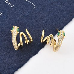 Aretes de latón con micro pavé de circonio cúbico para mujer&nbsp;EJEW-F352-03G