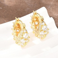 Orecchini a cerchio in ottone con zirconi cubici chiari micro pavè&nbsp;EJEW-Z164-16G