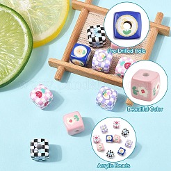 10шт 5 цвета непрозрачные акриловые бусины&nbsp;SACR-YW0001-90