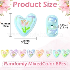 8 шт. 8-х цветные УФ-покрытия акриловые бусины&nbsp;MACR-YW0004-29