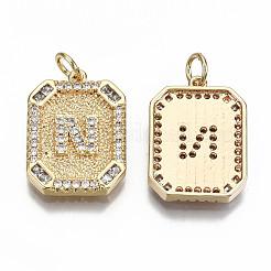 Pendenti in zirconi cubici trasparenti in micro pavè di ottone&nbsp;KK-S356-234N-G-NF