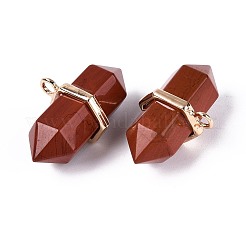 Двойные остроконечные подвески из натуральной красной яшмы&nbsp;G-N345-09C