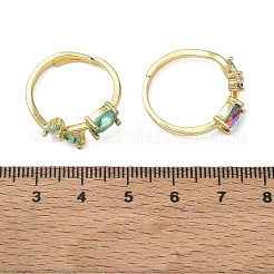 Bagues ajustables en laiton et verre à motif floral&nbsp;GL-CBA18A7-01G-A