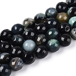 Brins de perles d'agate craquelées au feu naturel teintées et chauffées&nbsp;G-N359-01B-02