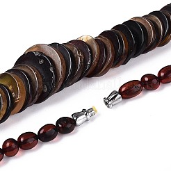 Ожерелья из натуральных янтарных дисков и рисовых бусин с градуированным рисунком&nbsp;NJEW-T019-08