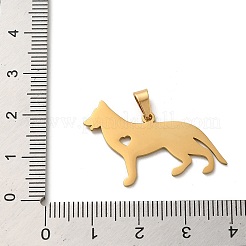 304ステンレスペンダント  レーザー切断  ハートウルフチャーム  18KGP本金メッキ  20.5x30x1mm  穴：6x3mm&nbsp;STAS-O005-14G