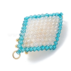 Подвески-соединители в виде цветочных ромбов из искусственного жемчуга и стеклянных бусин&nbsp;PALLOY-MZ01182