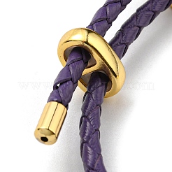 Браслет из латуни с колоннами и кожаным шнуром&nbsp;BJEW-G675-05G-13