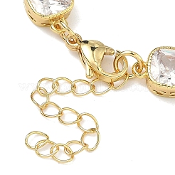 Quadratische Gliederarmbänder aus Messing mit Zirkonia-Pavé für Damen&nbsp;BJEW-P385-08G-03