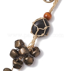 Плетеный нейлоновый мешочек с подвесками из натурального обсидиана HJEW-JM02105