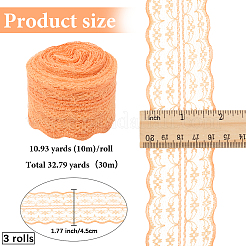 ギピュールノンストレッチレーストリム3ロール  ポリエステルレースリボン  砂茶色  1-3/4インチ（45mm）  約10.93ヤード（10m）/セット&nbsp;OCOR-GF0004-52D
