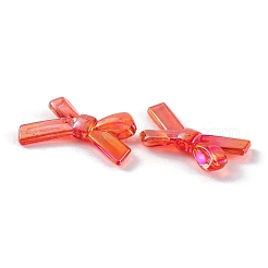 透明なアクリルビーズ  ABカラーメッキ  蝶結び  レッドオレンジ  21x34.5x6.5mm  穴：1.6mm  約390個/500g&nbsp;MACR-L006-04I