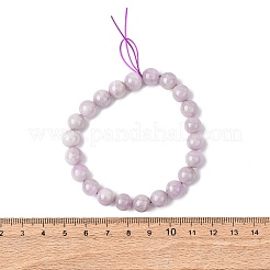 Натуральные круглые бусины кунцита эластичные браслеты для женщин и мужчин&nbsp;BJEW-A149-01