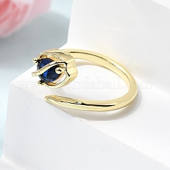 Offene Manschettenringe aus Messing mit Mikropavé und Zirkonia für Damen&nbsp;RJEW-L343-01G-05