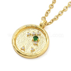 Pendentifs ronds et plats en acier inoxydable 304 avec zircone cubique&nbsp;STAS-S145-01I