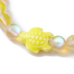 Braccialetti elasticizzati con perline sintetiche di pietra di luna tonda tinta tonda da 8 mm&nbsp;BJEW-JB10308-04