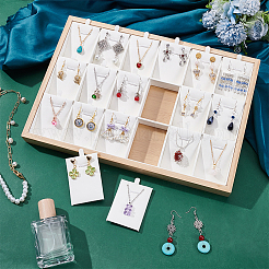 18 сетчатый бамбуковый подвесной дисплей-поднос с демонстрационными карточками из искусственной кожи&nbsp;ODIS-WH0086-091B-02