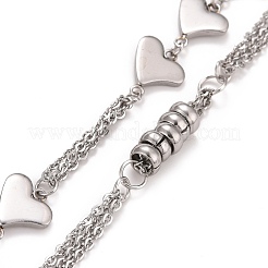 Bracciale a maglie a cuore in acciaio inossidabile 201 anti-ossidazione per donna&nbsp;STAS-E160-25P