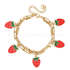 Браслеты из нержавеющей стали 304 с цепочкой из многорядных цепочек «Фигаро» и «Скрепка» BJEW-JB12486-02