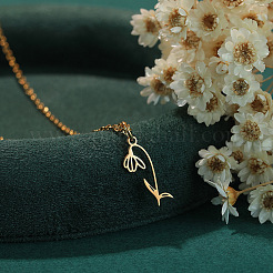Halsketten mit Blumenanhänger aus Edelstahl 304 für Damen&nbsp;FS-WG8525C-01