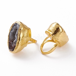 Einstellbare Manschettenringe aus natürlichem Druzy-Achat&nbsp;RJEW-L095-E01-G