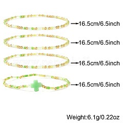 4 Stück Set aus böhmischem Sommerkreuz und elastischem Armband mit Glasperlen&nbsp;BE5944-1