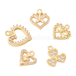 5 шт. 5 стиля латунные подвески с микропаве и кубическим цирконием&nbsp;KK-TA0002-99