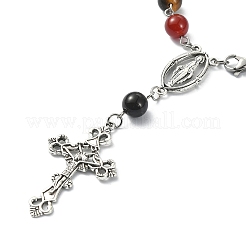 Braccialetto con perline rosario in onice nero naturale e pietre miste&nbsp;BJEW-TA00329-02