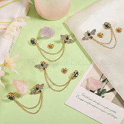 4 шт. брошь-цепочка в виде пчелы и прямоугольника со стразами JEWB-CA0001-69