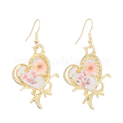 Ohrringe aus Legierung und getrockneten Blumen&nbsp;AL-Z001-01G-01