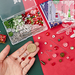 Kits de fabrication de boucles d'oreilles pendantes en verre à thème de Noël&nbsp;DIY-SC0027-65