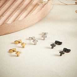 6 шт. 3-х цветные серьги-гвоздики из нержавеющей стали&nbsp;EJEW-LP0001-66