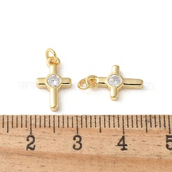 Латунные микропаве прозрачные подвески с фианитом&nbsp;KK-Q031-35G-02