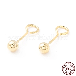 スターリングシルバーのねじ付きボールアイピン925個  ボールヘッド付きスクリューアイピン  ゴールドカラー  17x4mm  穴：3.4mm  ピン：0.7mm&nbsp;STER-P047-04C-G