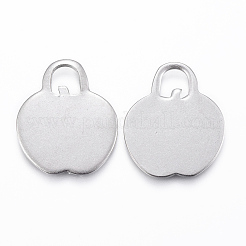 変色しにくい304ステンレススチールペンダント  りんご  ステンレス鋼色  25x21x1mm  穴：7x6mm&nbsp;STAS-H416-35P