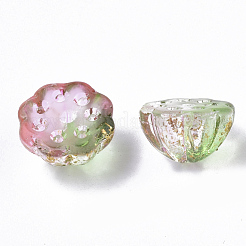 Perle di vetro verniciato a spruzzo trasparente bicolore&nbsp;GLAA-N035-06A-G05