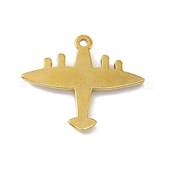 PVD真空メッキ304ステンレスペンダント  飛行機チャーム  ゴールドカラー  21x25x3mm  穴：1.4mm&nbsp;STAS-G278-29G