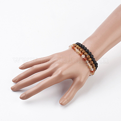 Природные смешанные камень браслеты простирания&nbsp;BJEW-JB03600