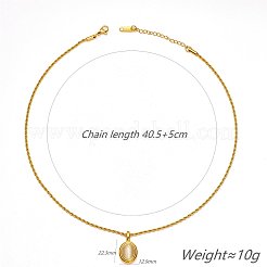 Женские ожерелья из нержавеющей стали 304 с овальным кулоном в форме кошачьего глаза&nbsp;FS-WG728AB-01