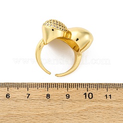 Регулируемые манжеты-кольца из латуни с микропаве из кубического циркония для женщин RJEW-U053-07G
