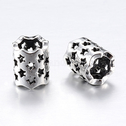 合金ビーズ  大穴ビーズ  スターとコラム  アンティークシルバー  11x9~9.5mm  穴：6mm&nbsp;X-PALLOY-T003-04