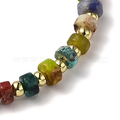 Браслеты из бусин из натурального белого нефрита и натуральной императорской яшмы BJEW-C061-03