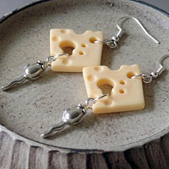 Серьги-подвески из сплава и смолы в форме сыра&nbsp;FS-WG078A6-01