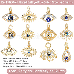 8 pz 8 stili pendenti in ottone placcato oro 18k con micro pavé di zirconi cubici&nbsp;KK-BBC0023-65