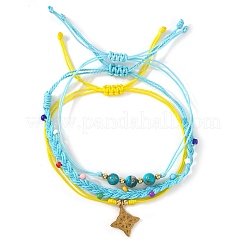 Verstellbares Armband-Set im sommerlichen Strandstil mit synthetischen grünen Türkisperlen und Imperial-Steinen&nbsp;UQ9789-2